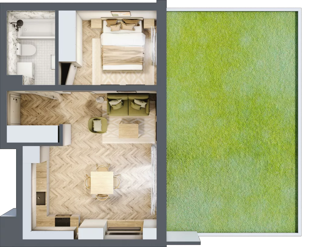 2 pokoje, mieszkanie 39,02 m², parter, oferta nr C_5_04, Bukovo Park, Szczecin, Północ, Bukowo, ul. Strzelców Karpackich