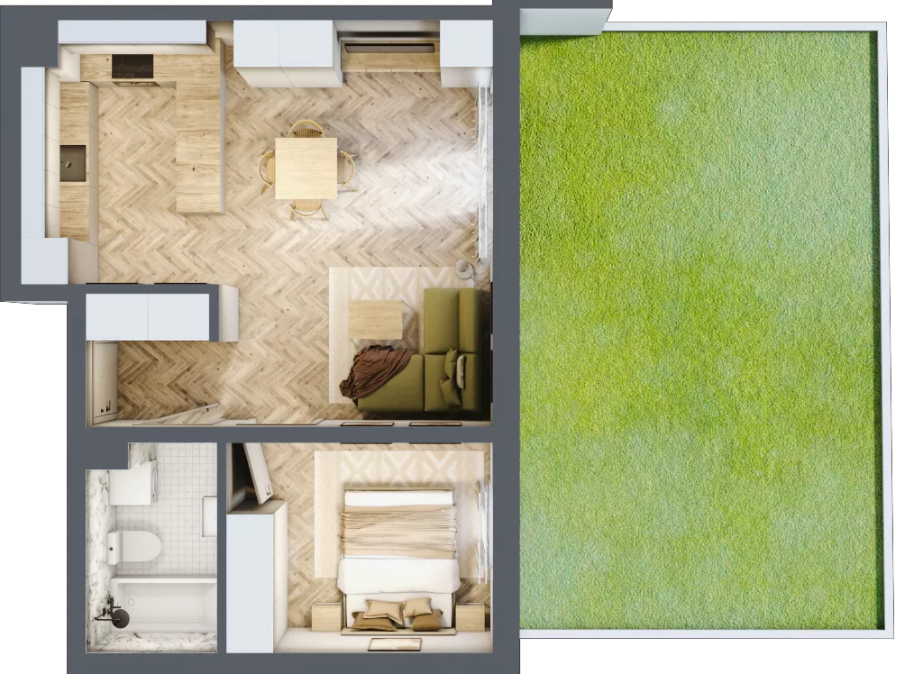 2 pokoje, mieszkanie 44,17 m², parter, oferta nr C_4_03, Bukovo Park, Szczecin, Północ, Bukowo, ul. Strzelców Karpackich