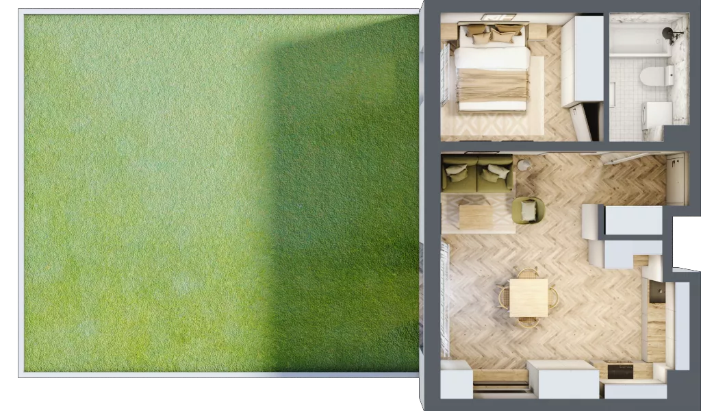 2 pokoje, mieszkanie 40,23 m², parter, oferta nr C_4_01, Bukovo Park, Szczecin, Północ, Bukowo, ul. Strzelców Karpackich