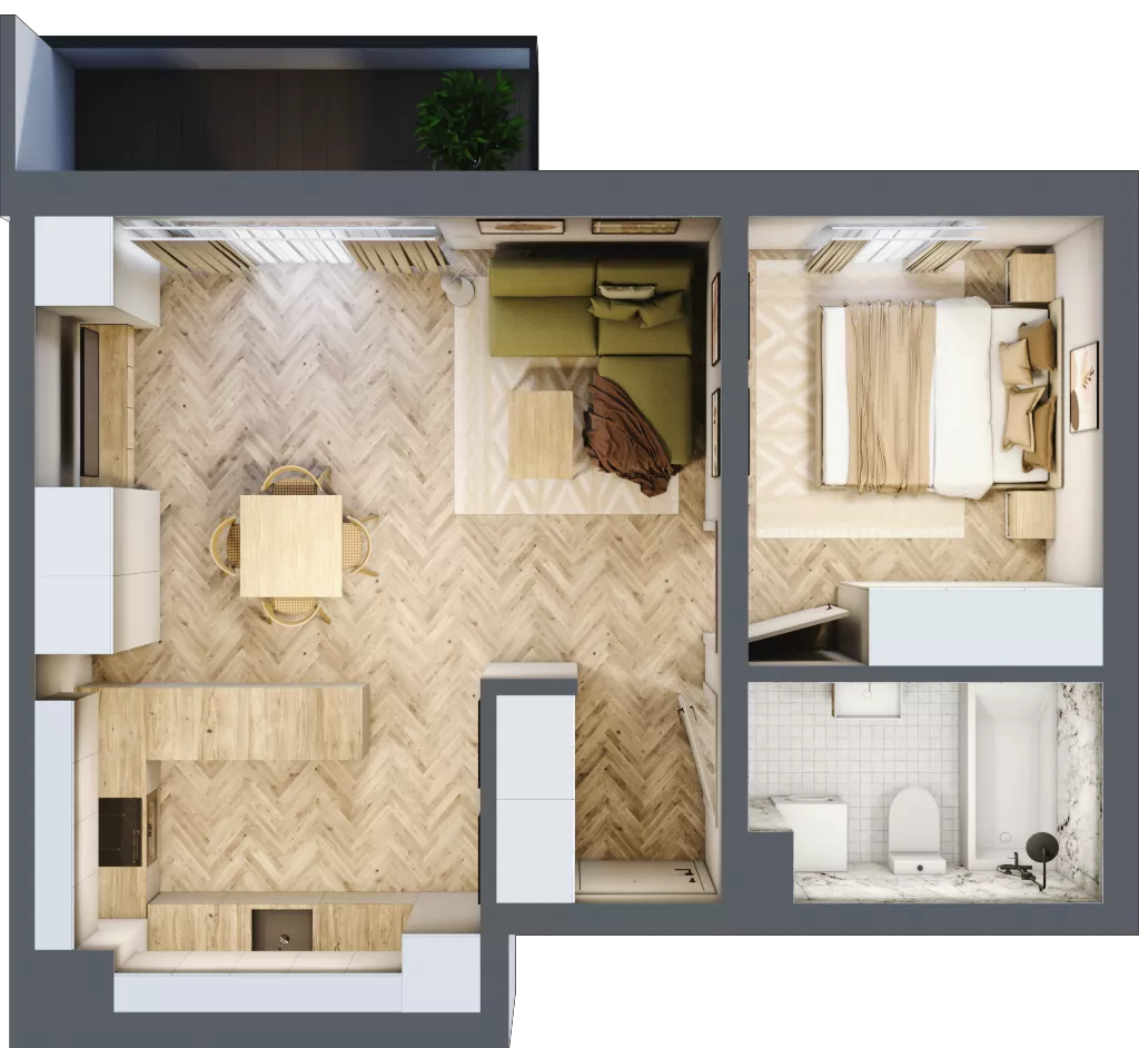 2 pokoje, mieszkanie 44,17 m², piętro 1, oferta nr C_4_12, Bukovo Park, Szczecin, Północ, Bukowo, ul. Strzelców Karpackich