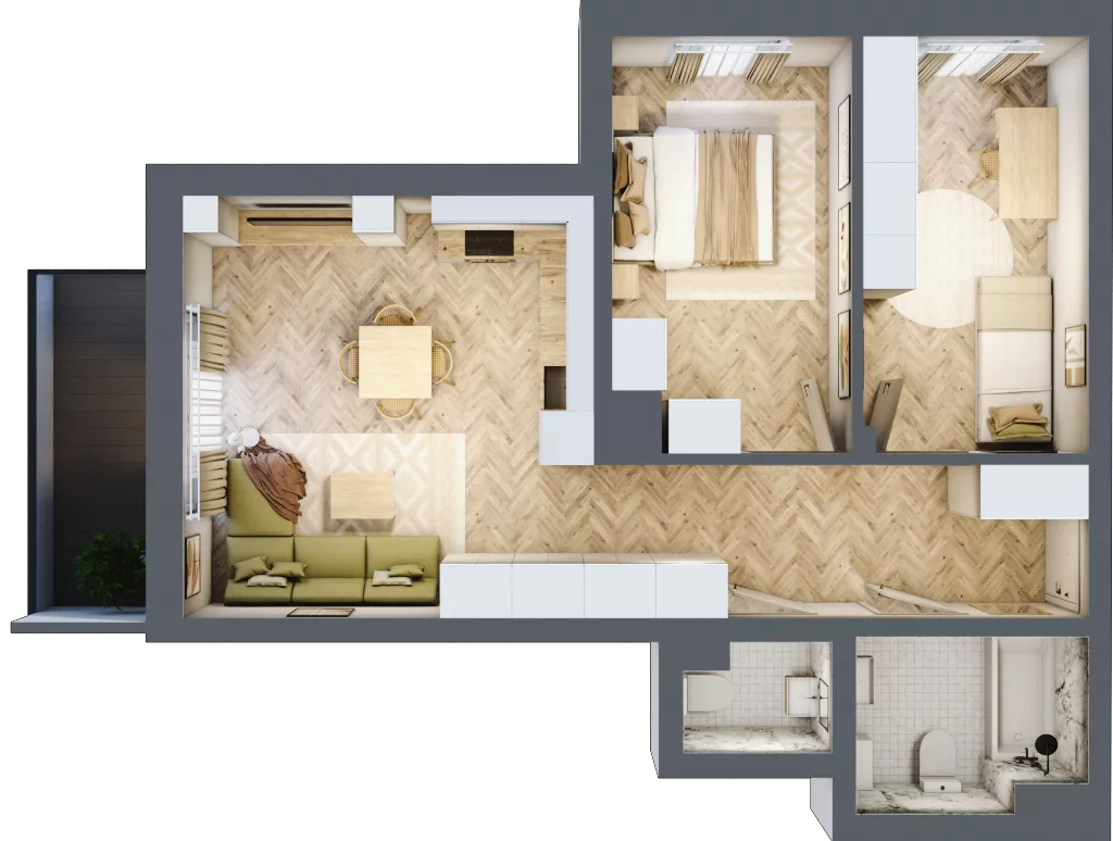 3 pokoje, mieszkanie 60,85 m², piętro 1, oferta nr C_5_10, Bukovo Park, Szczecin, Północ, Bukowo, ul. Strzelców Karpackich
