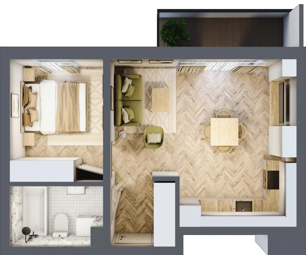 2 pokoje, mieszkanie 39,02 m², piętro 1, oferta nr C_5_12, Bukovo Park, Szczecin, Północ, Bukowo, ul. Strzelców Karpackich