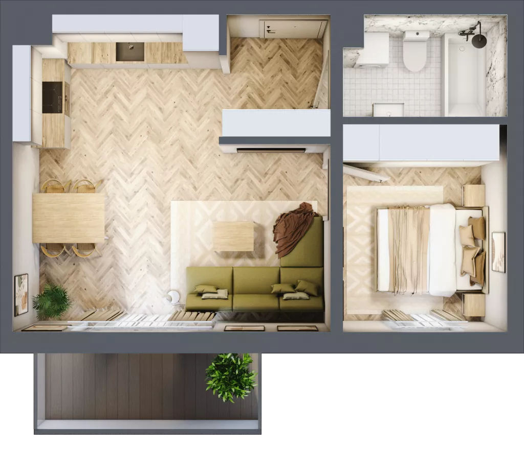 2 pokoje, mieszkanie 41,22 m², piętro 1, oferta nr C_5_16, Bukovo Park, Szczecin, Północ, Bukowo, ul. Strzelców Karpackich