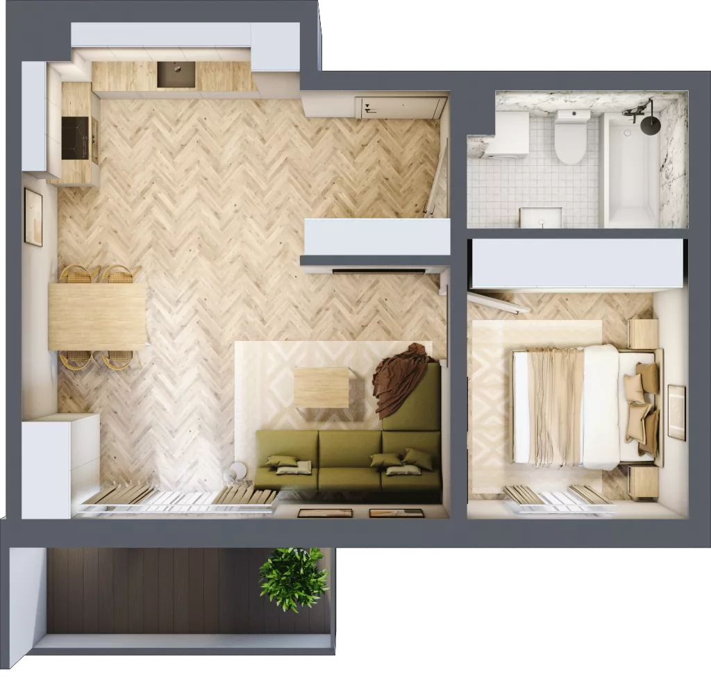 2 pokoje, mieszkanie 44,23 m², piętro 1, oferta nr C_4_11, Bukovo Park, Szczecin, Północ, Bukowo, ul. Strzelców Karpackich