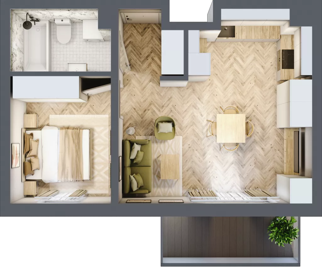 2 pokoje, mieszkanie 40,23 m², piętro 1, oferta nr C_4_10, Bukovo Park, Szczecin, Północ, Bukowo, ul. Strzelców Karpackich