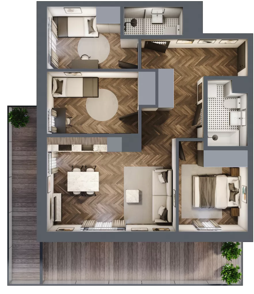 4 pokoje, mieszkanie 67,81 m², piętro 1, oferta nr M4, Kwadrat - Etap II, Rzeszów, Drabinianka, ul. Miła 29F