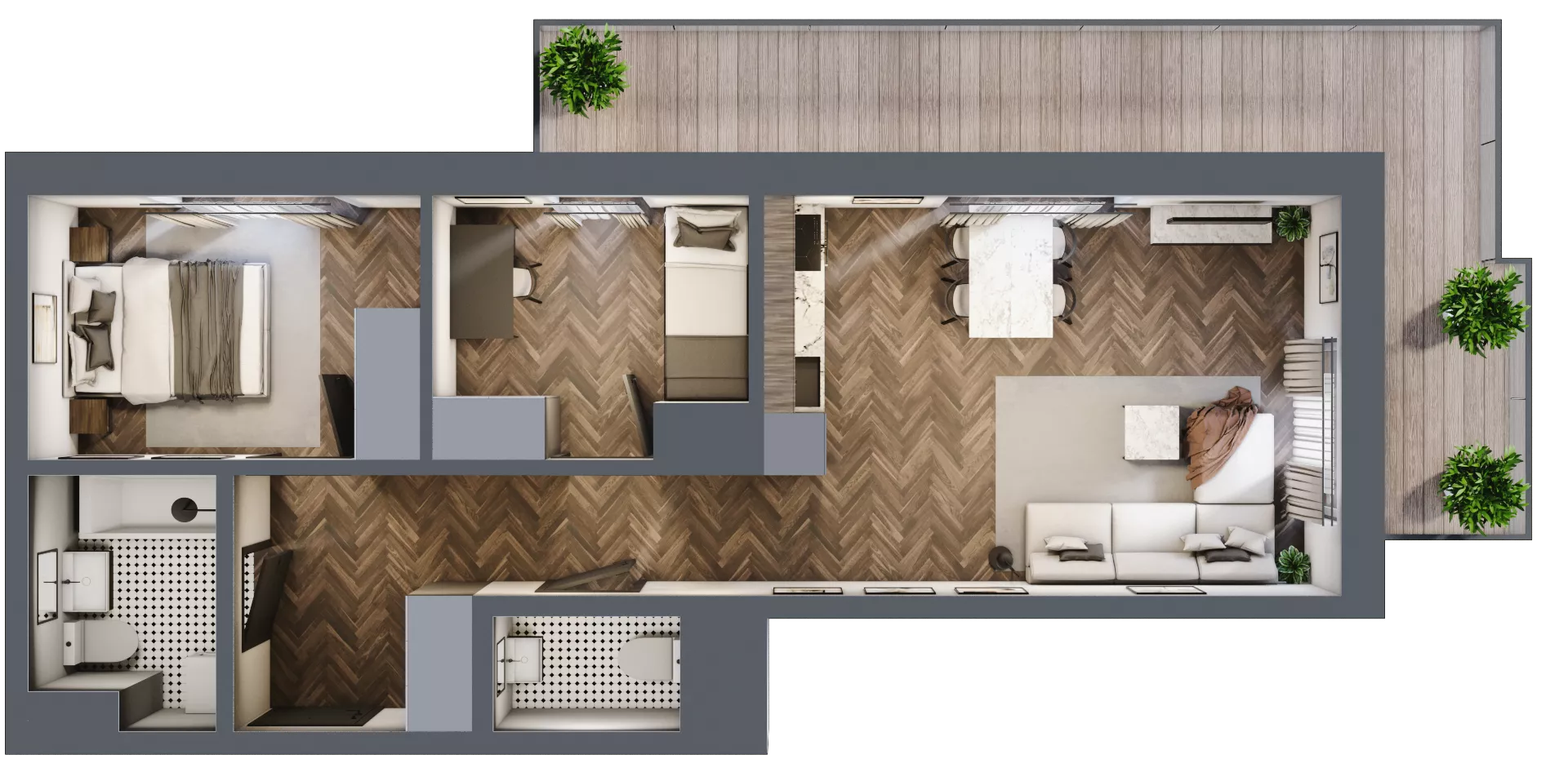 3 pokoje, mieszkanie 54,30 m², piętro 2, oferta nr M60, Kwadrat - Etap II, Rzeszów, Drabinianka, ul. Miła 29F