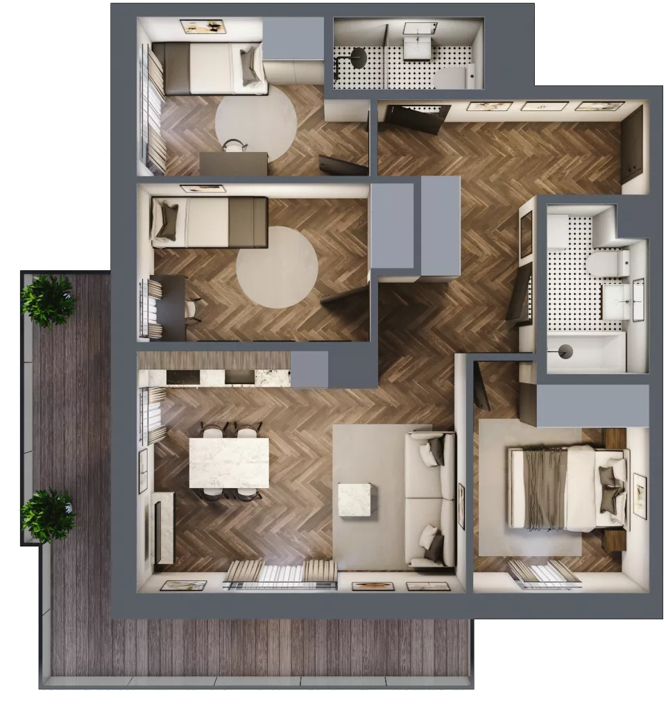 4 pokoje, mieszkanie 67,85 m², piętro 3, oferta nr M14, Kwadrat - Etap II, Rzeszów, Drabinianka, ul. Miła 29F