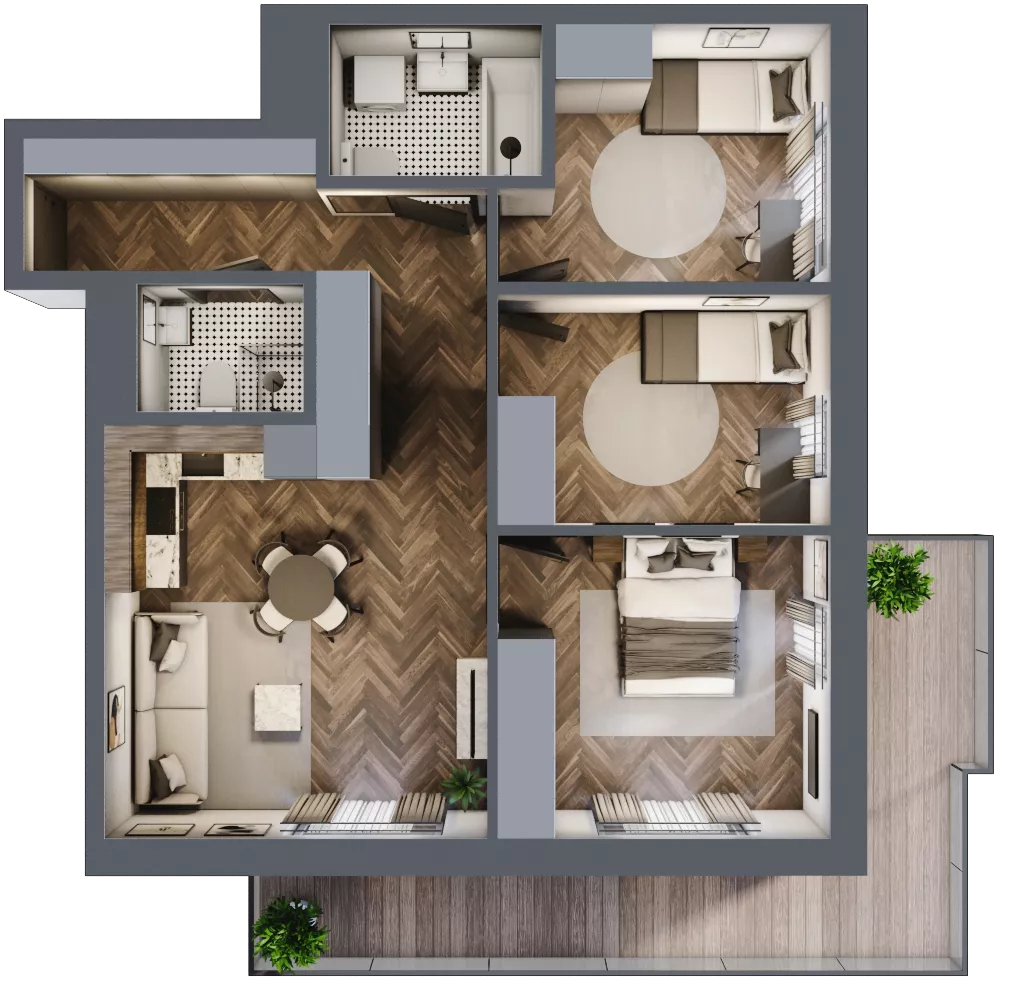 4 pokoje, mieszkanie 69,49 m², piętro 2, oferta nr M61, Kwadrat - Etap II, Rzeszów, Drabinianka, ul. Miła 29F