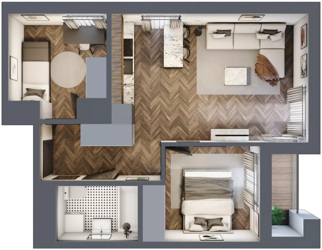 3 pokoje, mieszkanie 48,29 m², piętro 1, oferta nr M3, KrakoVska - Etap II, Rzeszów, Krakowska-Południe, ul. Krakowska 31