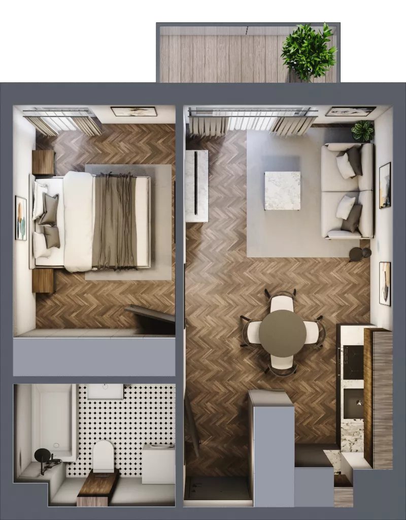 2 pokoje, mieszkanie 34,01 m², piętro 1, oferta nr M43, Przemiarki 16, Kraków, Dębniki, Ruczaj, ul. Przemiarki 16