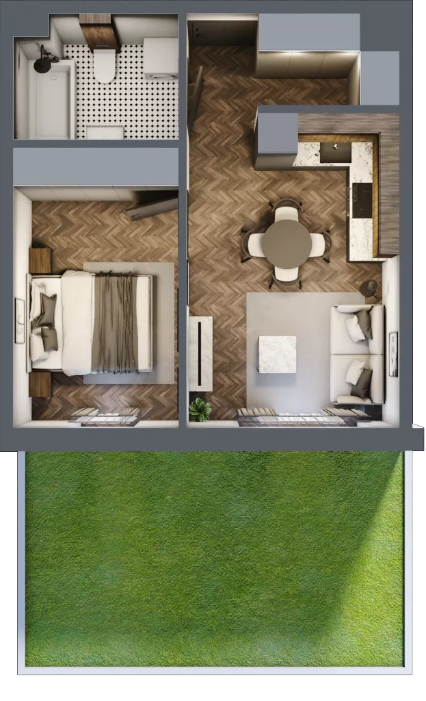 2 pokoje, mieszkanie 34,34 m², parter, oferta nr M68, Przemiarki 16, Kraków, Dębniki, Ruczaj, ul. Przemiarki 16