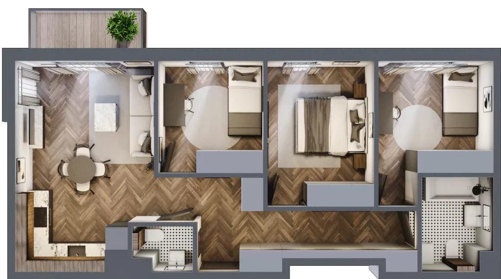 4 pokoje, mieszkanie 66,01 m², piętro 1, oferta nr M79, Przemiarki 16, Kraków, Dębniki, Ruczaj, ul. Przemiarki 16