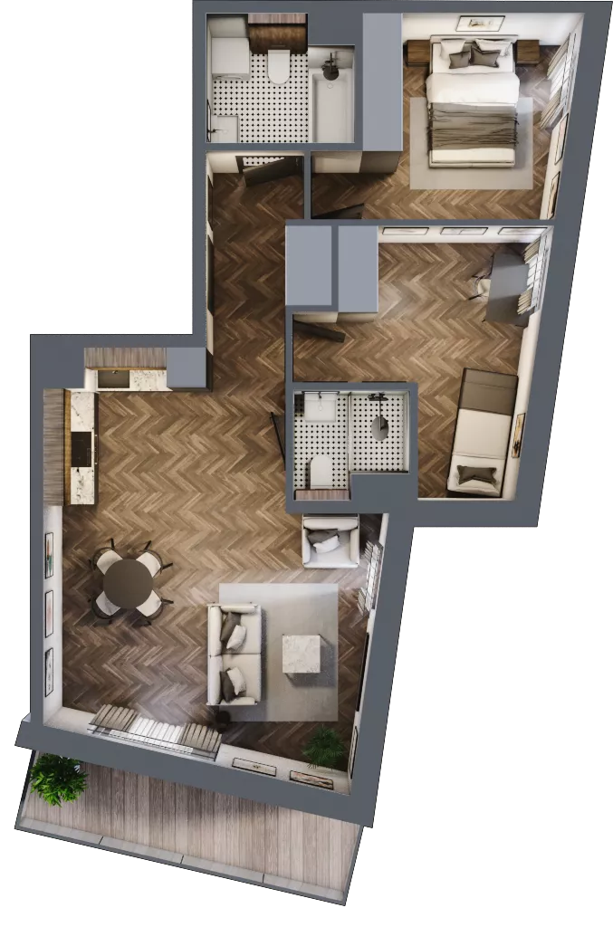 3 pokoje, mieszkanie 60,65 m², piętro 1, oferta nr M5, Bluszcz Apartamenty, Kraków, Podgórze,  ul. Goszczyńskiego