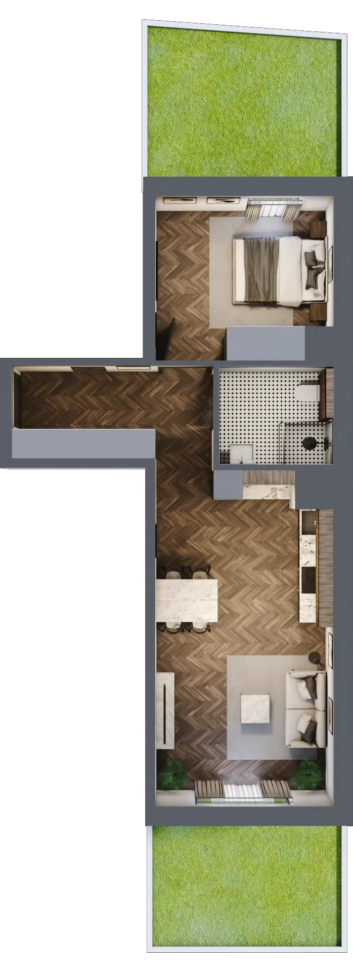 2 pokoje, mieszkanie 49,20 m², parter, oferta nr M22, Bluszcz Apartamenty, Kraków, Podgórze,  ul. Goszczyńskiego