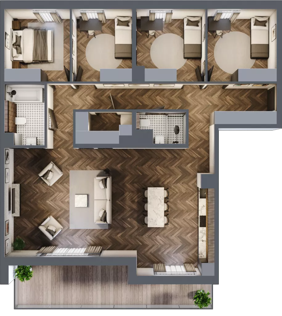 5 pokoi, mieszkanie 125,93 m², piętro 3, oferta nr M57, Bluszcz Apartamenty, Kraków, Podgórze,  ul. Goszczyńskiego