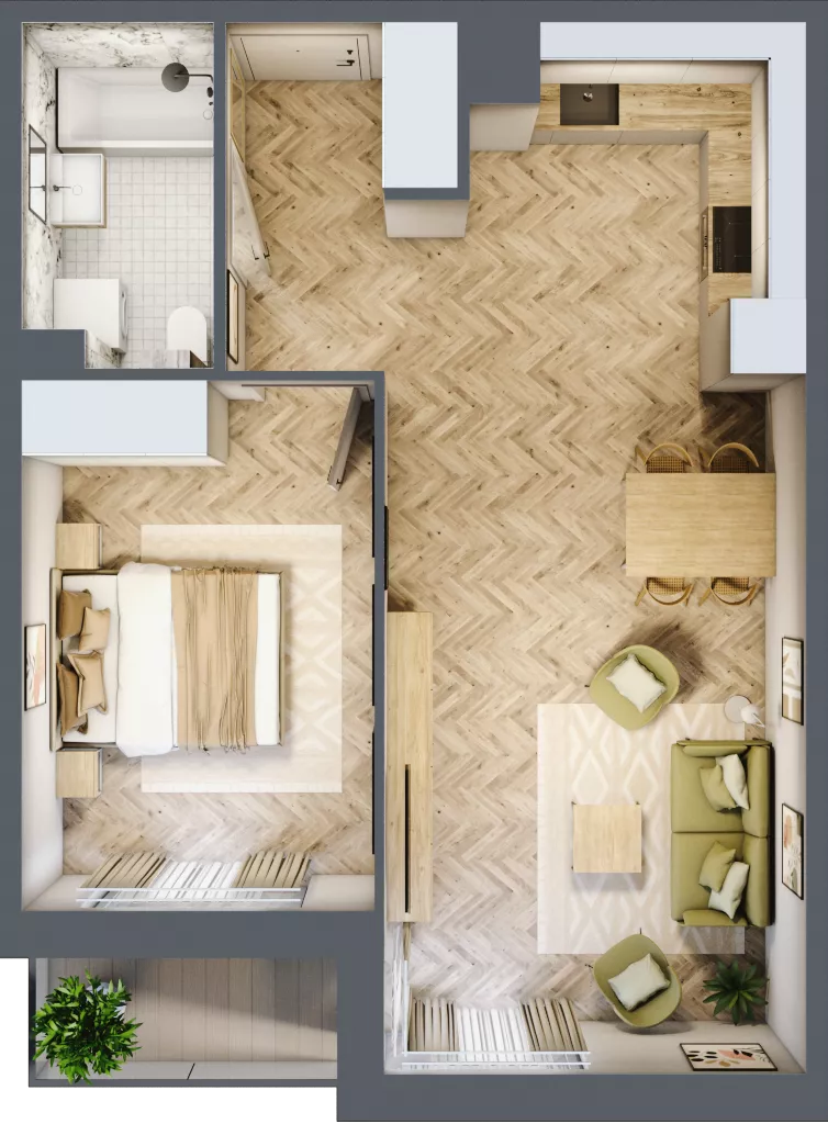 2 pokoje, mieszkanie 47,39 m², piętro 1, oferta nr M7, Nova Tymotkowa, Kraków, Dębniki, Ruczaj, ul. Tymotkowa / Kolista