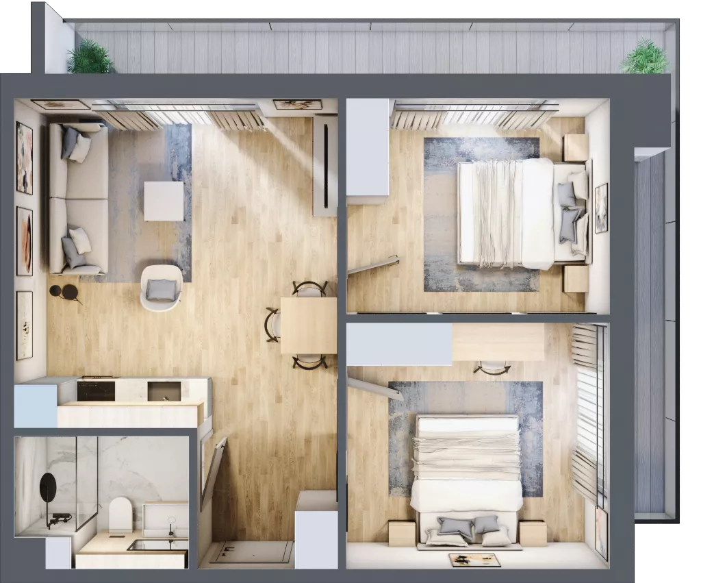 3 pokoje, apartament inwestycyjny 53,09 m², piętro 2, oferta nr B_2_1, Anchoria Holiday, Mechelinki, ul. Wielopole 36