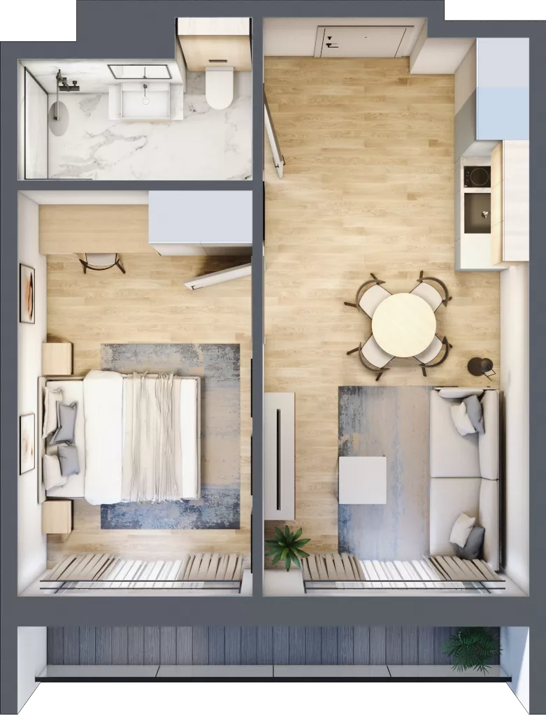 2 pokoje, apartament inwestycyjny 36,83 m², piętro 3, oferta nr B_3_6, Anchoria Holiday, Mechelinki, ul. Wielopole 36
