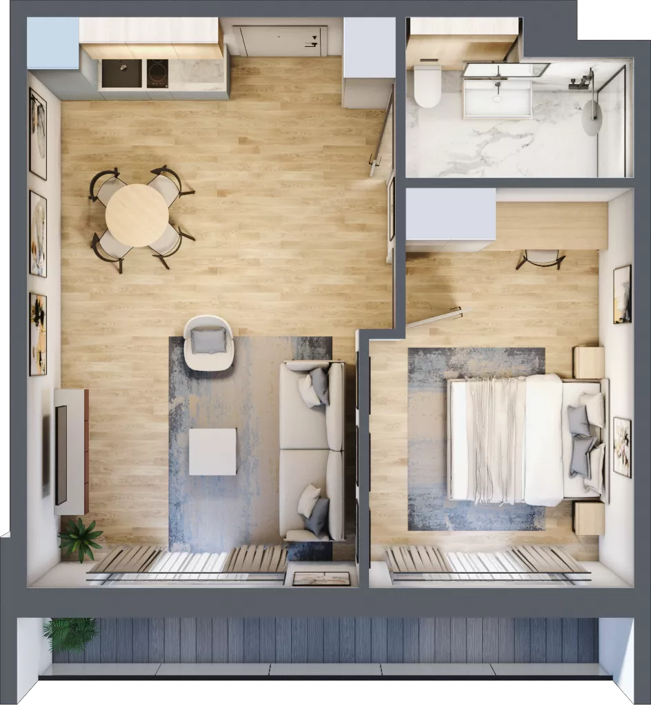 2 pokoje, apartament inwestycyjny 44,78 m², piętro 1, oferta nr B_1_3, Anchoria Holiday, Mechelinki, ul. Wielopole 36