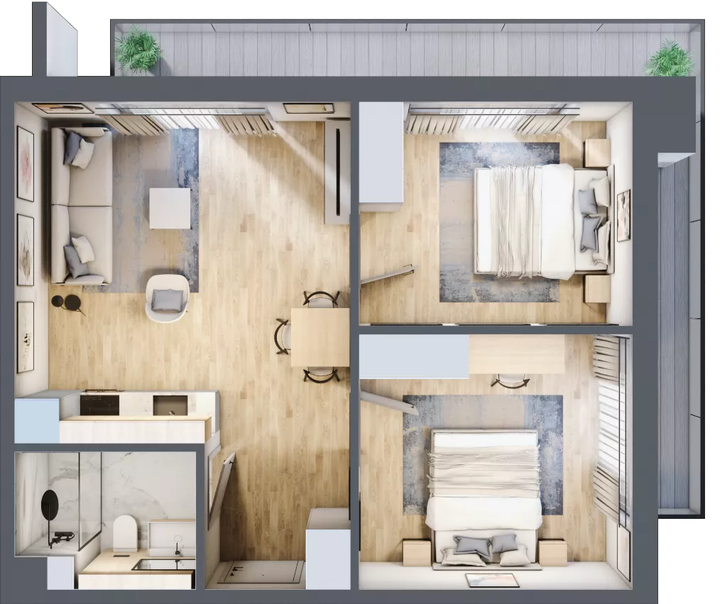3 pokoje, apartament inwestycyjny 53,09 m², piętro 3, oferta nr B_3_1, Anchoria Holiday, Mechelinki, ul. Wielopole 36