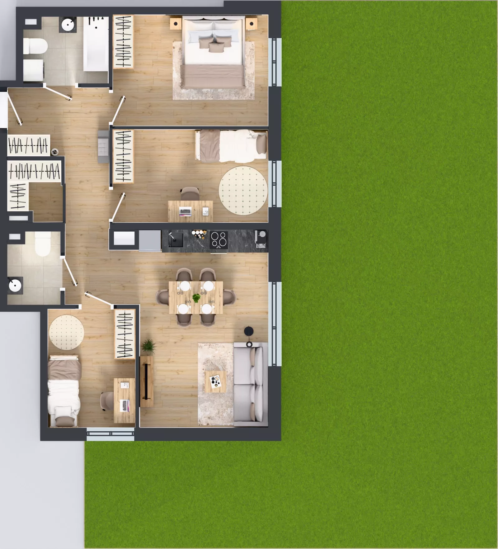 4 pokoje, mieszkanie 71,94 m², parter, oferta nr A1.10.M01, Wawer GO 2.0, Warszawa, Wawer, Falenica, ul. Przylaszczkowa 17