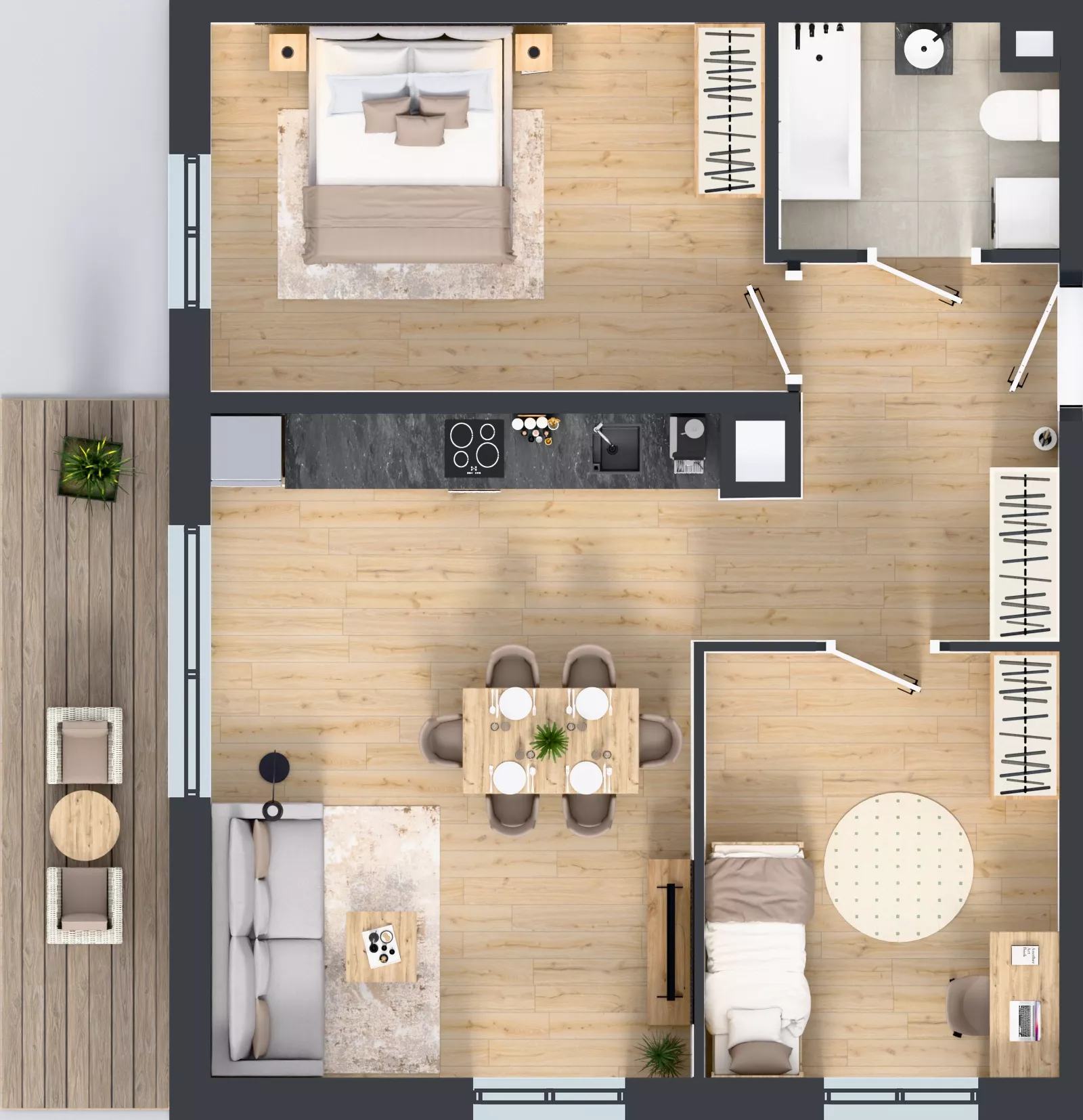 3 pokoje, mieszkanie 61,33 m², piętro 1, oferta nr A2.20.M10, Wawer GO 2.0, Warszawa, Wawer, Falenica, ul. Przylaszczkowa 17