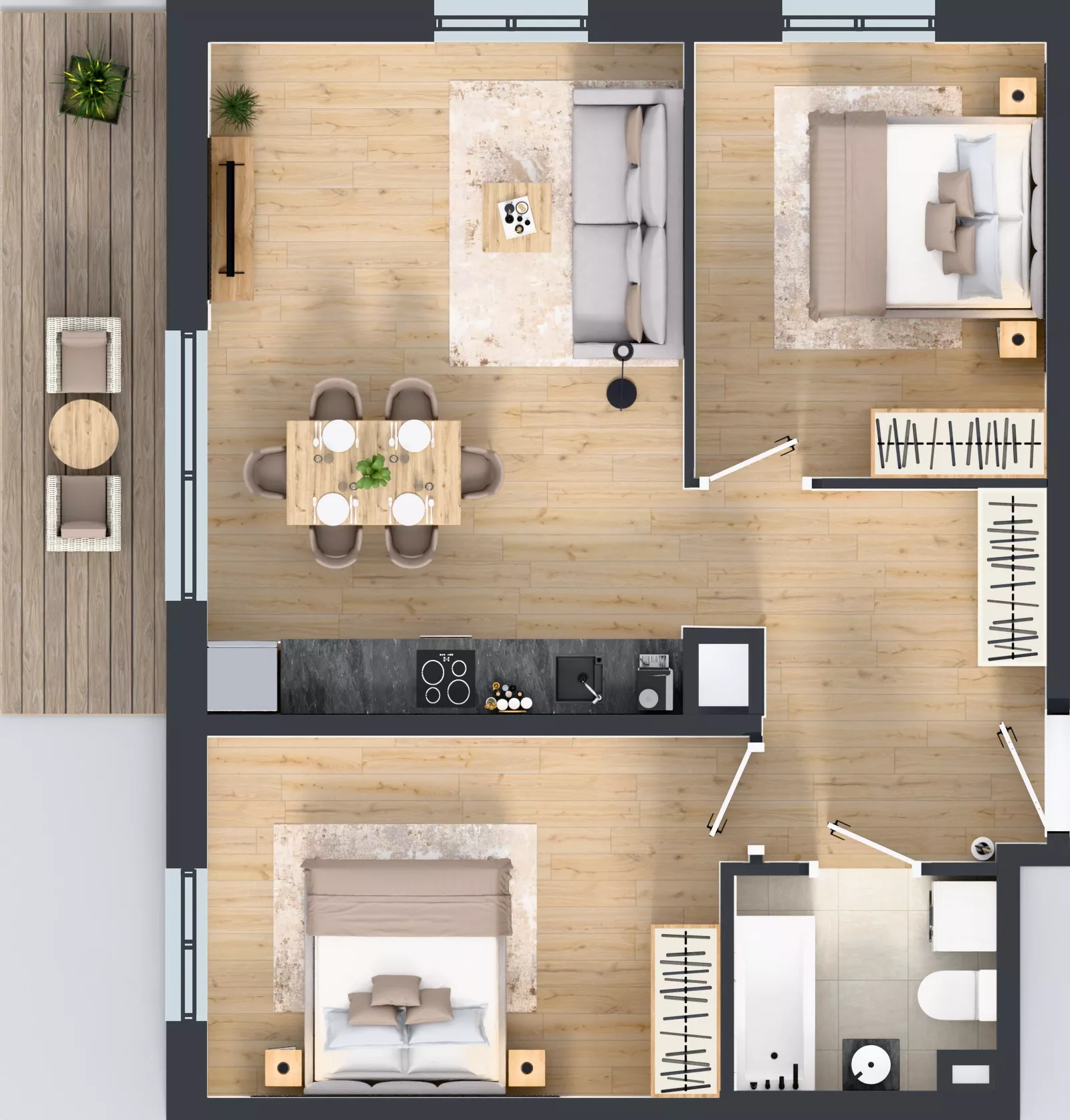 3 pokoje, mieszkanie 61,16 m², piętro 1, oferta nr A2.20.M13, Wawer GO 2.0, Warszawa, Wawer, Falenica, ul. Przylaszczkowa 17