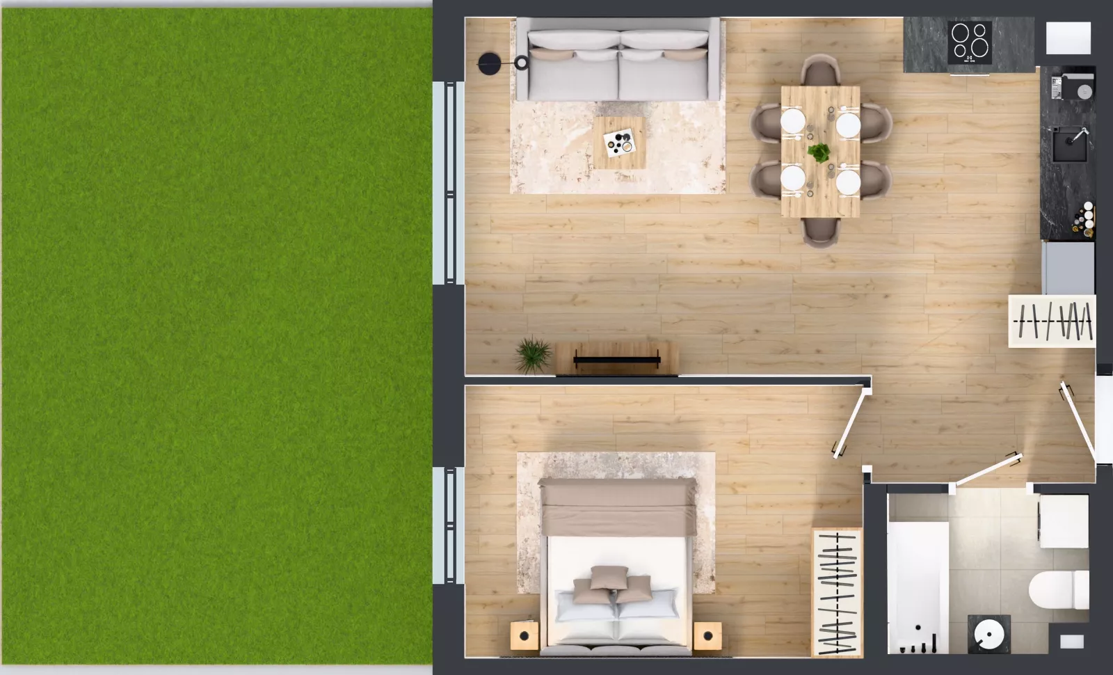 2 pokoje, mieszkanie 50,55 m², parter, oferta nr A3.10.M04, Wawer GO 2.0, Warszawa, Wawer, Falenica, ul. Przylaszczkowa 17