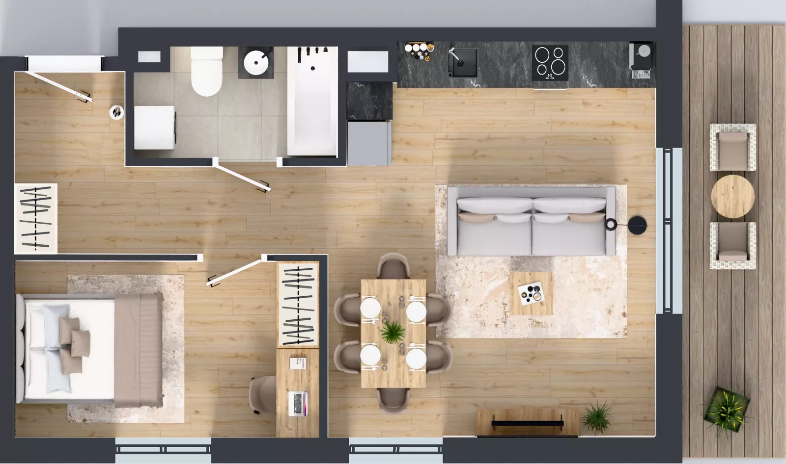 2 pokoje, mieszkanie 45,56 m², piętro 1, oferta nr A3.20.M09, Wawer GO 2.0, Warszawa, Wawer, Falenica, ul. Przylaszczkowa 17