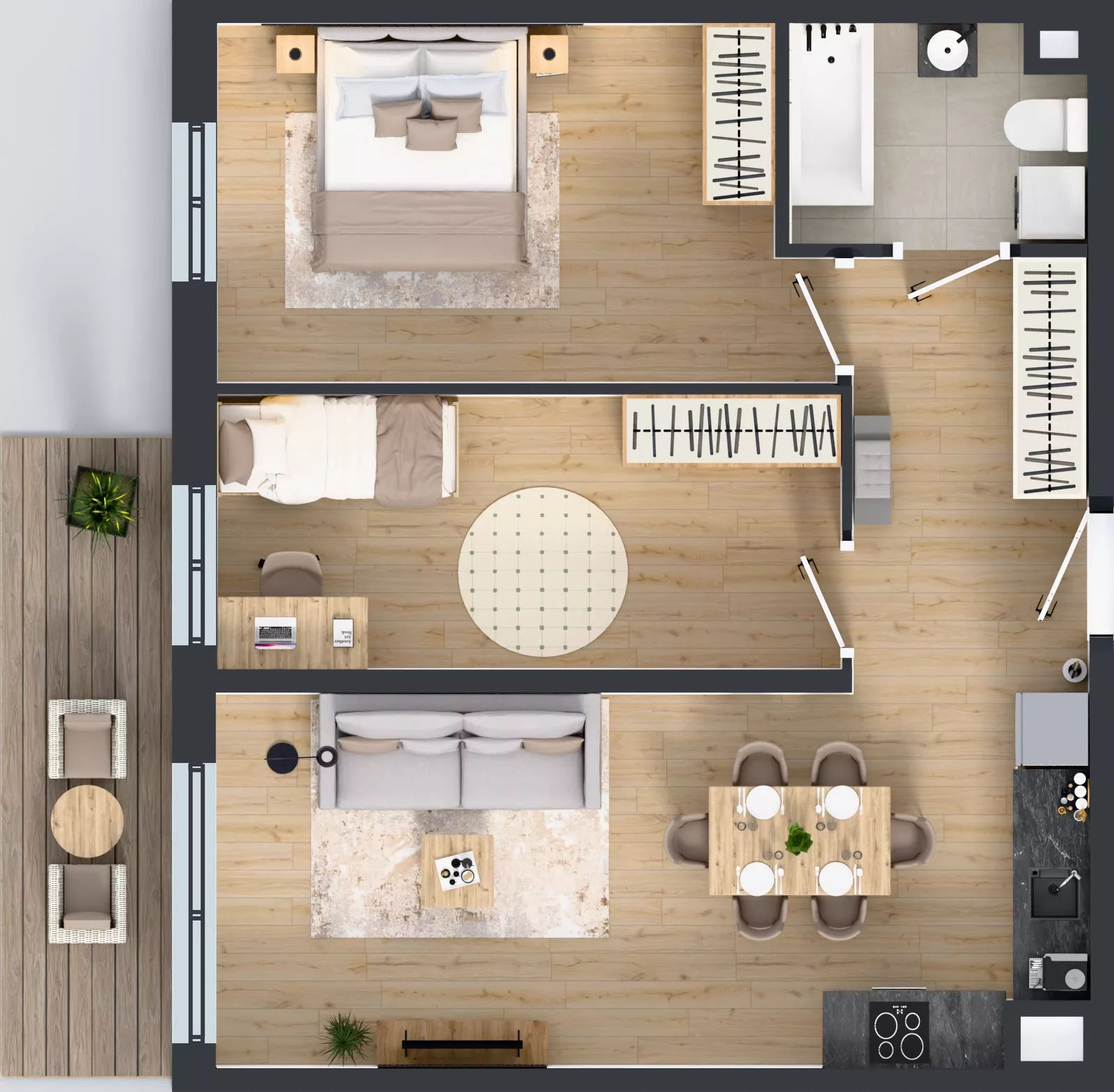 3 pokoje, mieszkanie 58,92 m², piętro 1, oferta nr D1.20.M10, Wawer GO 2.0, Warszawa, Wawer, Falenica, ul. Przylaszczkowa 17
