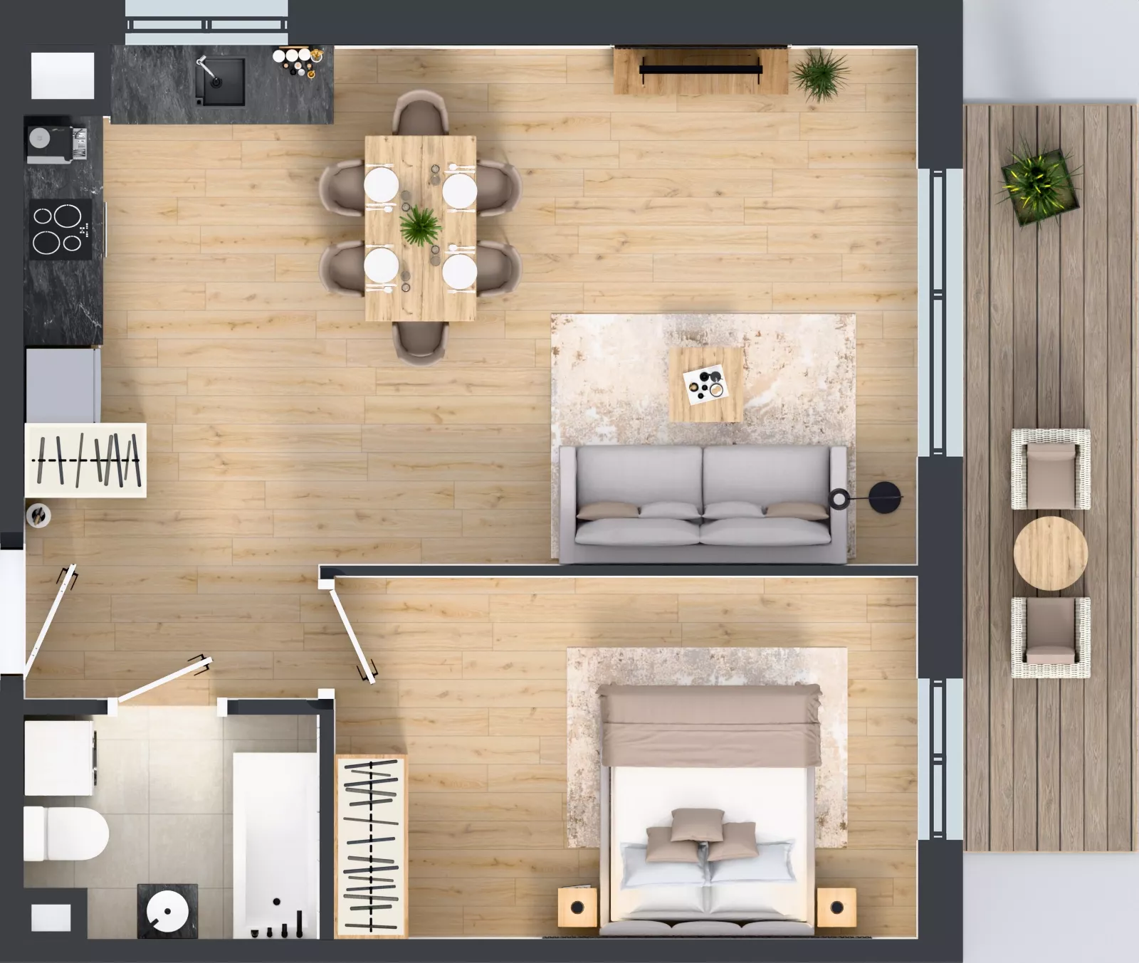 2 pokoje, mieszkanie 50,05 m², piętro 1, oferta nr D1.20.M13, Wawer GO 2.0, Warszawa, Wawer, Falenica, ul. Przylaszczkowa 17