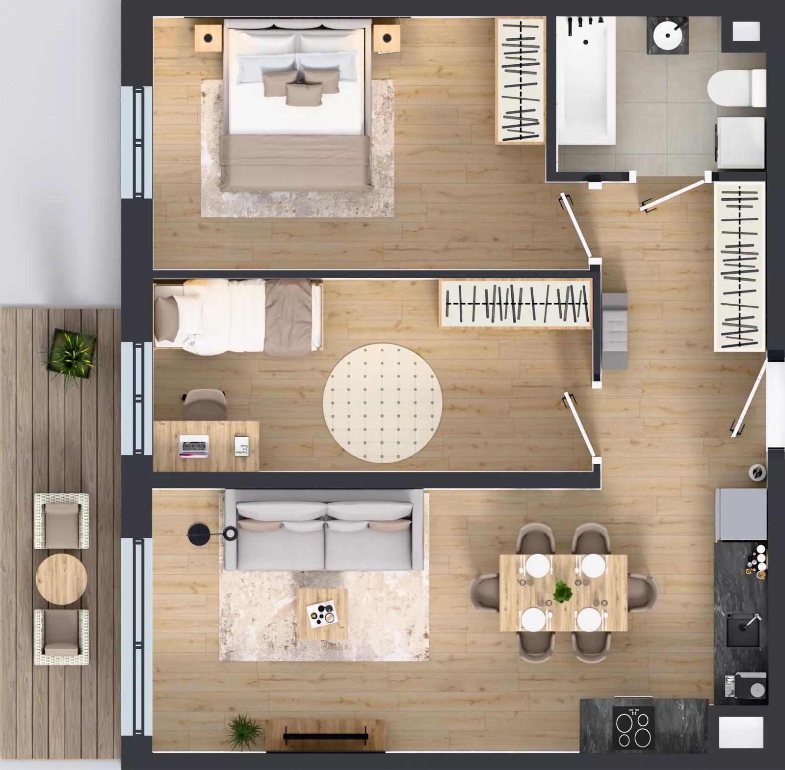 3 pokoje, mieszkanie 58,65 m², piętro 3, oferta nr D1.40.M24, Wawer GO 2.0, Warszawa, Wawer, Falenica, ul. Przylaszczkowa 17