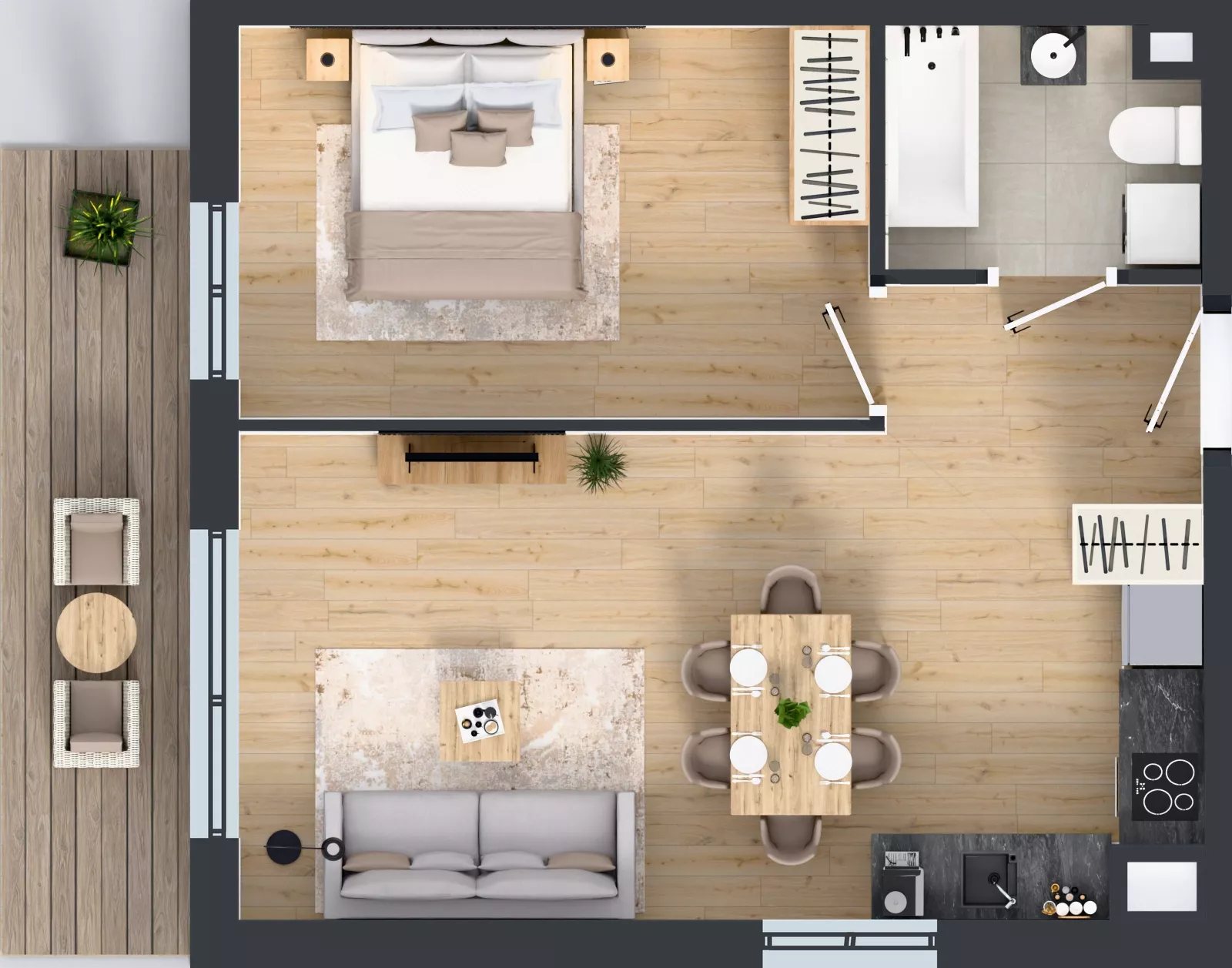 2 pokoje, mieszkanie 46,19 m², piętro 1, oferta nr D2.20.M08, Wawer GO 2.0, Warszawa, Wawer, Falenica, ul. Przylaszczkowa 17