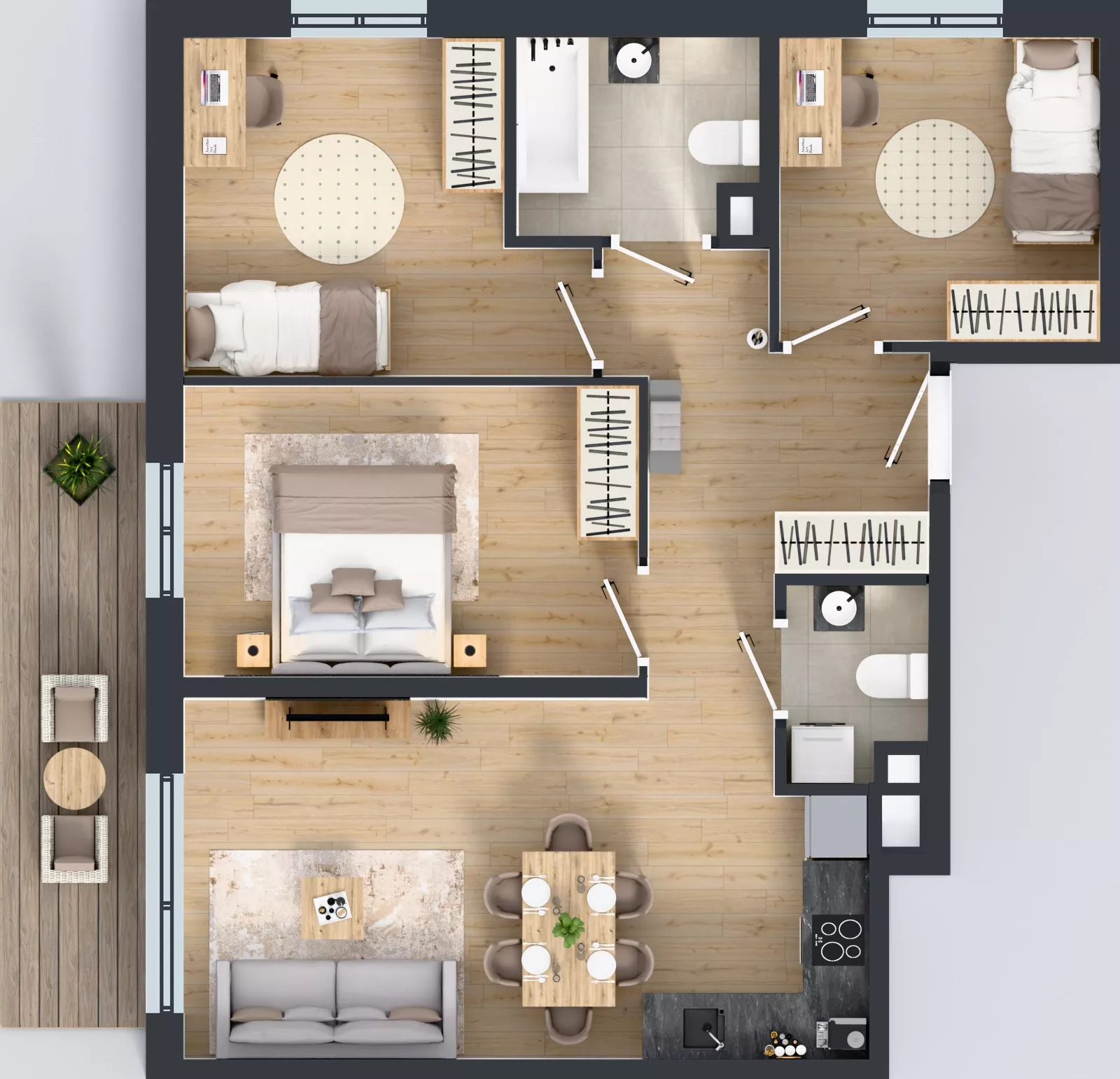 4 pokoje, mieszkanie 70,42 m², piętro 1, oferta nr D2.20.M11, Wawer GO 2.0, Warszawa, Wawer, Falenica, ul. Przylaszczkowa 17