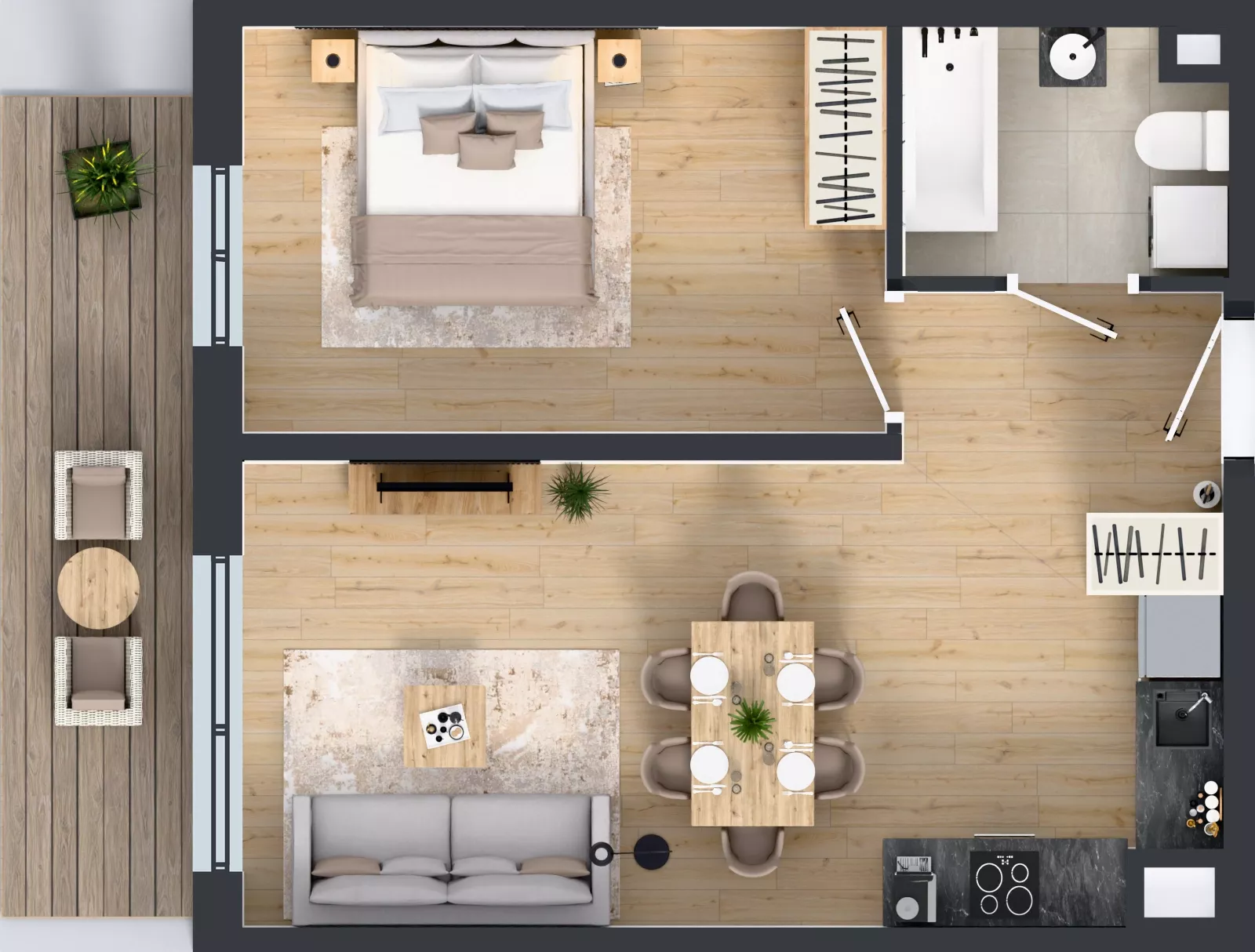 2 pokoje, mieszkanie 45,00 m², piętro 2, oferta nr D2.30.M18, Wawer GO 2.0, Warszawa, Wawer, Falenica, ul. Przylaszczkowa 17