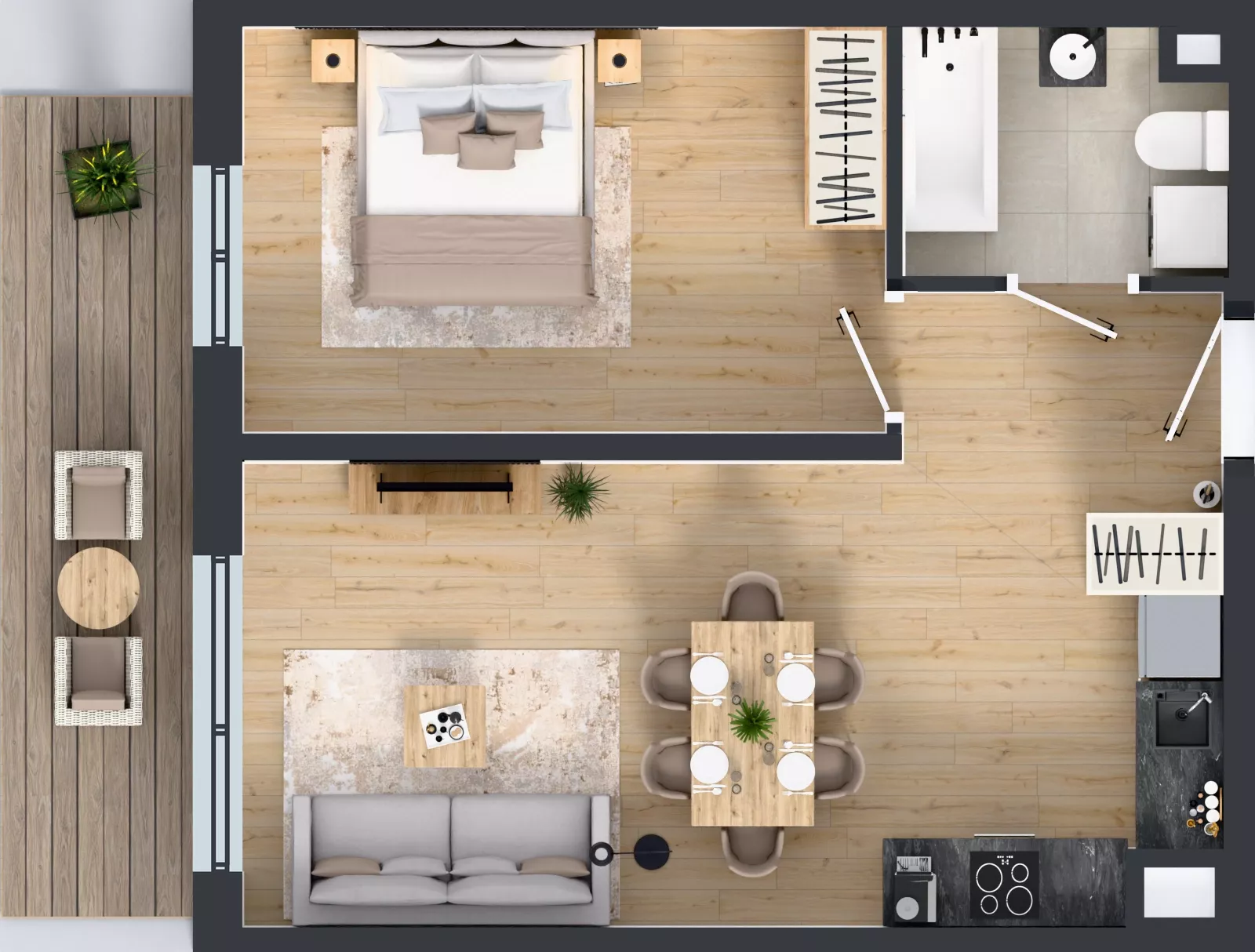 2 pokoje, mieszkanie 44,97 m², piętro 3, oferta nr D2.40.M26, Wawer GO 2.0, Warszawa, Wawer, Falenica, ul. Przylaszczkowa 17