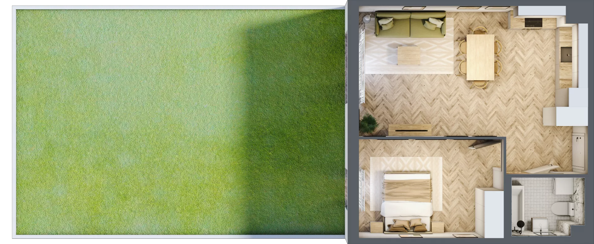 2 pokoje, mieszkanie 50,14 m², parter, oferta nr A1.10.M04, Wawer GO 2.0, Warszawa, Wawer, Falenica, ul. Przylaszczkowa 17