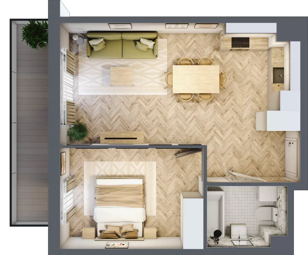 2 pokoje, mieszkanie 45,67 m², piętro 1, oferta nr A1.20.M11, Wawer GO 2.0, Warszawa, Wawer, Falenica, ul. Przylaszczkowa 17
