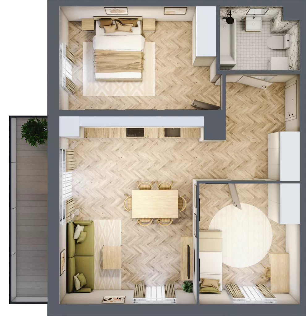 3 pokoje, mieszkanie 61,09 m², piętro 1, oferta nr A1.20.M10, Wawer GO 2.0, Warszawa, Wawer, Falenica, ul. Przylaszczkowa 17