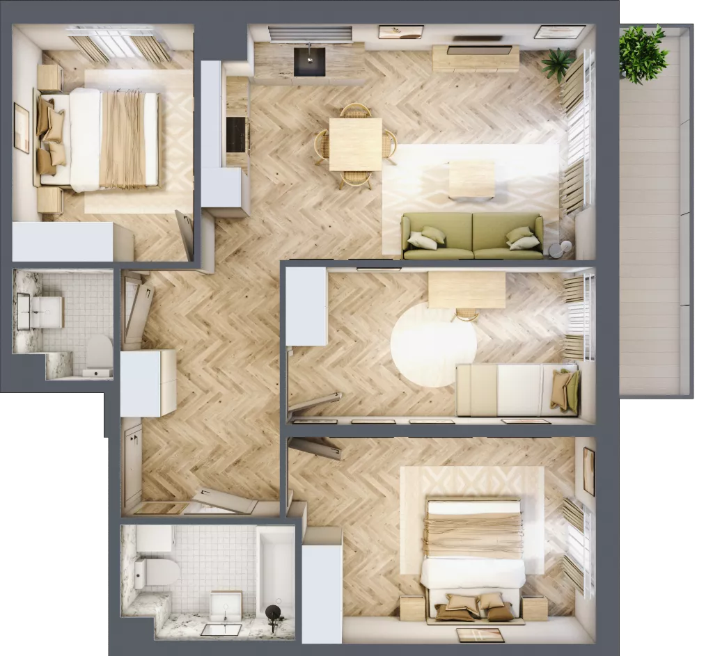 4 pokoje, mieszkanie 72,20 m², piętro 2, oferta nr A1.30.M22, Wawer GO 2.0, Warszawa, Wawer, Falenica, ul. Przylaszczkowa 17