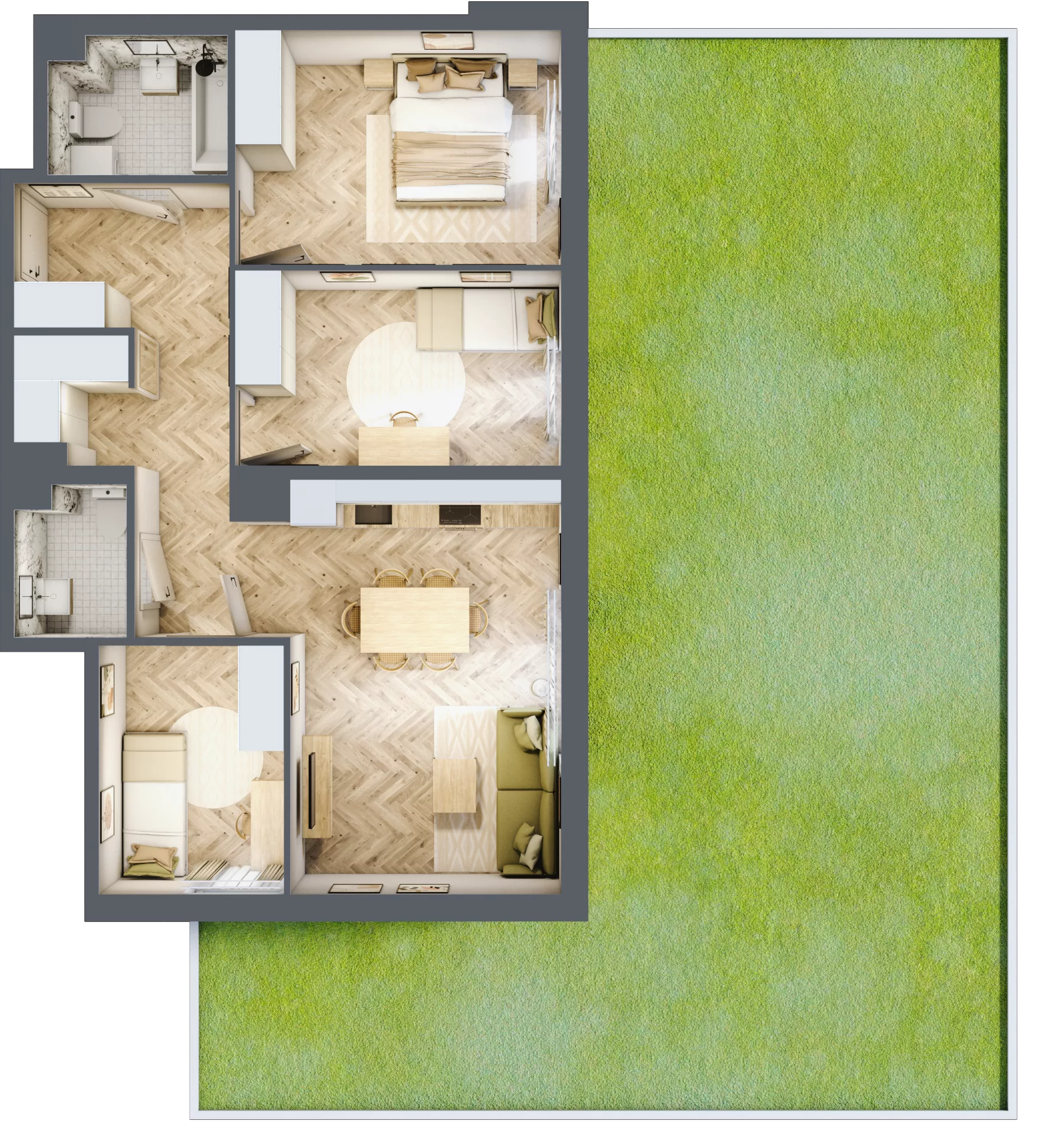 4 pokoje, mieszkanie 71,94 m², parter, oferta nr A1.10.M01, Wawer GO 2.0, Warszawa, Wawer, Falenica, ul. Przylaszczkowa 17
