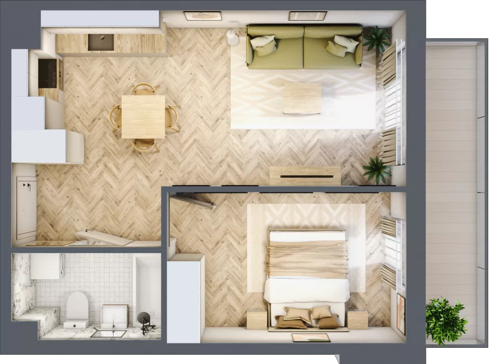 2 pokoje, mieszkanie 41,68 m², piętro 1, oferta nr A1.20.M15, Wawer GO 2.0, Warszawa, Wawer, Falenica, ul. Przylaszczkowa 17