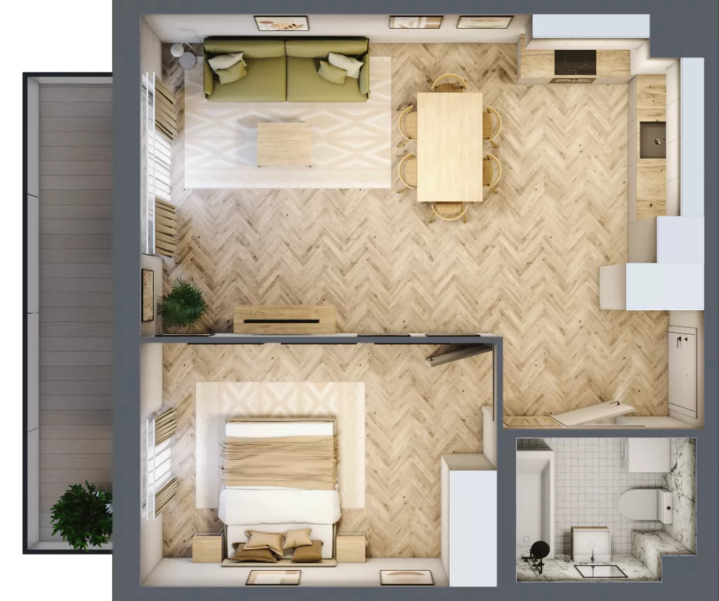 2 pokoje, mieszkanie 50,25 m², piętro 1, oferta nr A1.20.M12, Wawer GO 2.0, Warszawa, Wawer, Falenica, ul. Przylaszczkowa 17