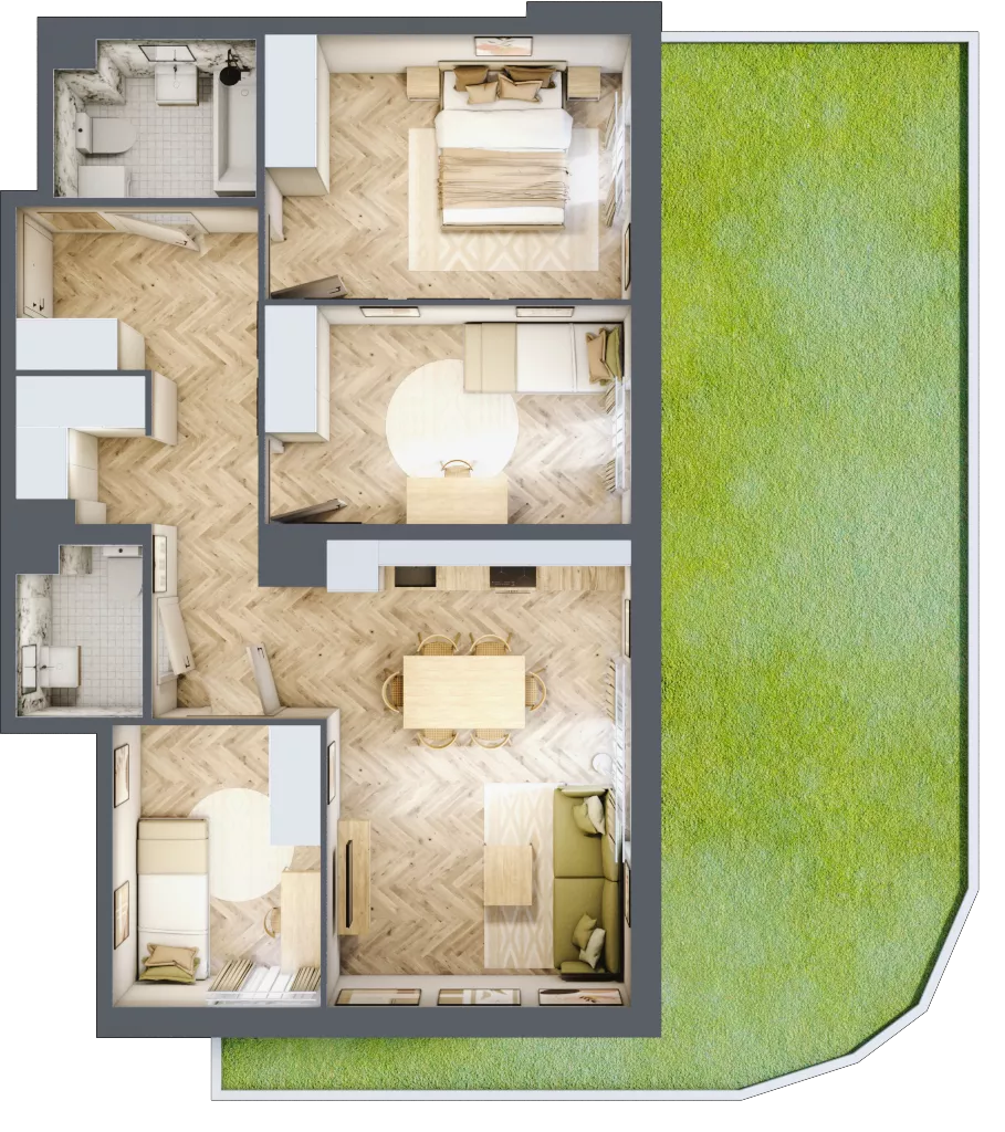 4 pokoje, mieszkanie 71,94 m², parter, oferta nr A2.10.M01, Wawer GO 2.0, Warszawa, Wawer, Falenica, ul. Przylaszczkowa 17