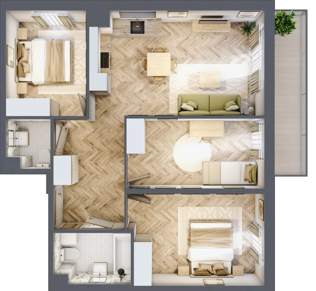 4 pokoje, mieszkanie 72,20 m², piętro 2, oferta nr A2.30.M22, Wawer GO 2.0, Warszawa, Wawer, Falenica, ul. Przylaszczkowa 17