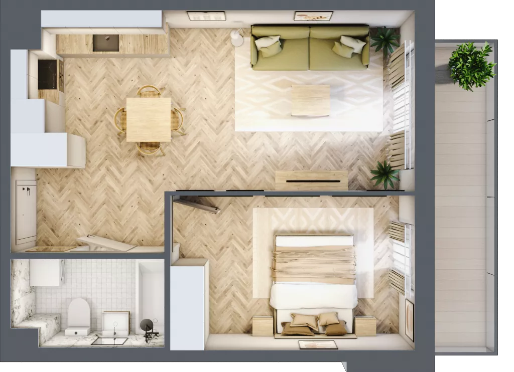 2 pokoje, mieszkanie 41,68 m², piętro 2, oferta nr A2.30.M23, Wawer GO 2.0, Warszawa, Wawer, Falenica, ul. Przylaszczkowa 17