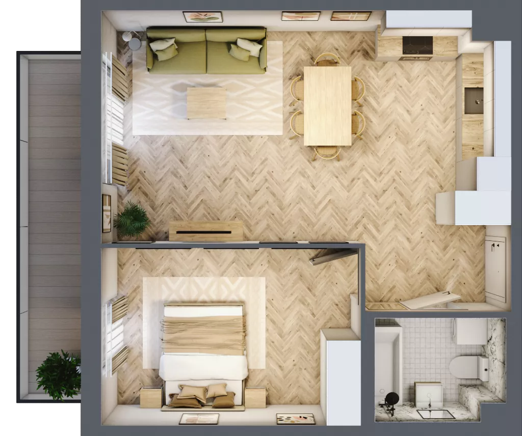 2 pokoje, mieszkanie 50,25 m², piętro 3, oferta nr A2.40.M28, Wawer GO 2.0, Warszawa, Wawer, Falenica, ul. Przylaszczkowa 17