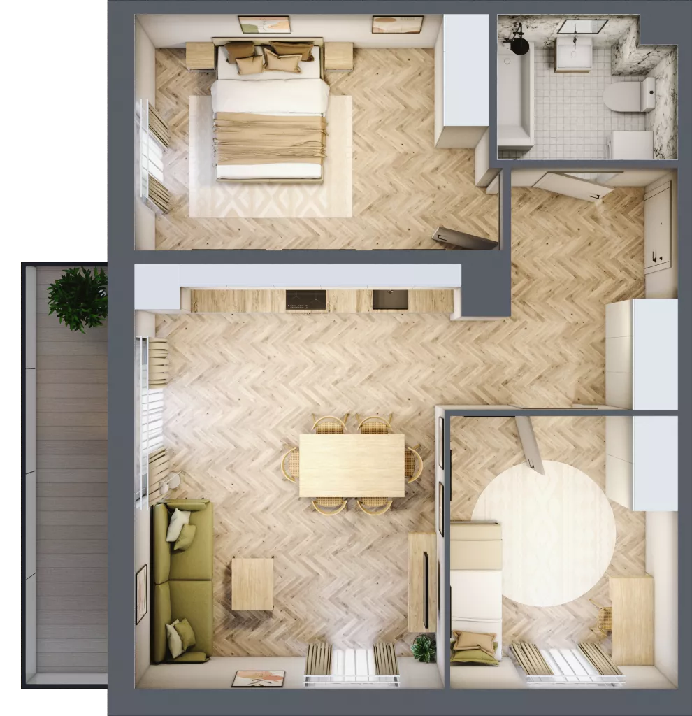 3 pokoje, mieszkanie 61,09 m², piętro 1, oferta nr A2.20.M10, Wawer GO 2.0, Warszawa, Wawer, Falenica, ul. Przylaszczkowa 17