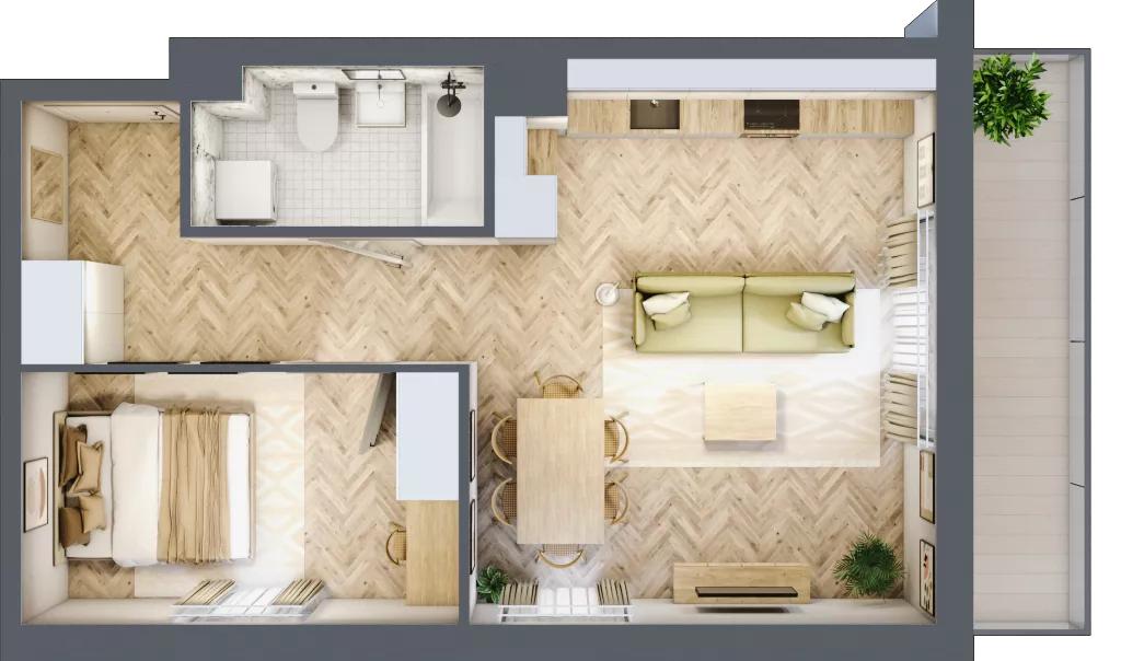 2 pokoje, mieszkanie 45,26 m², piętro 1, oferta nr A2.20.M09, Wawer GO 2.0, Warszawa, Wawer, Falenica, ul. Przylaszczkowa 17